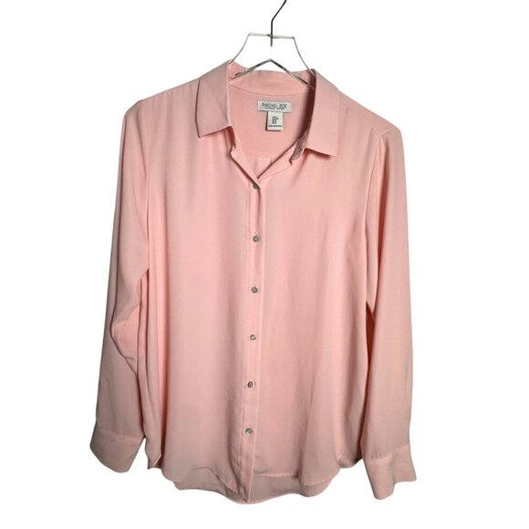 Rachel Zoe Women’s Blouse Size Medium shell Pink Button Front Long Sleeve Shirt - Picture 2 of 7
